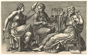 The Three Fates Clotho, Lachesis, and Atropos, 1558-59. Creator: Giorgio Ghisi The Three Fates Clotho, Lachesis, and Atropos, 1558-59. Creator: Giorgio Ghisi