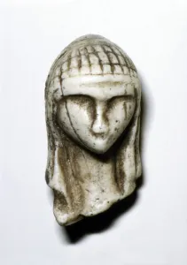 Female Head from Brassempovy, France, Upper Paleolithic, (c20th century). Artist: Unknown Female Head from Brassempovy, France, Upper Paleolithic, (c20th century). Artist: Unknown