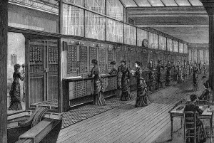 Female telephonists at the Central Telephone Exchange, Paris, 1890 Female telephonists at the Central Telephone Exchange, Paris, 1890