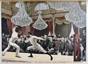 Posture Gallery: Fencing in front of the President of the Republic, Palais de l Elysee, 1895. Artist: F Meaulle