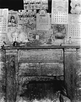 Fireplace in Frank Tengle's home, Hale County, Alabama, 1936. Creator: Walker Evans