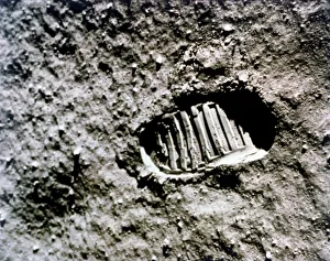 The first footprint on the Moon, Apollo 11 mission, July 1969. Creator: NASA The first footprint on the Moon, Apollo 11 mission, July 1969. Creator: NASA