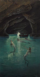 Paintings Collection: Fisherman and Mermaids in the blue Grotto on Capri