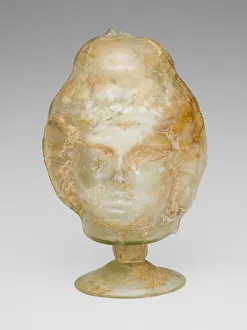Flask in the Shape of a Head, 3rd century. Creator: Unknown Flask in the Shape of a Head, 3rd century. Creator: Unknown