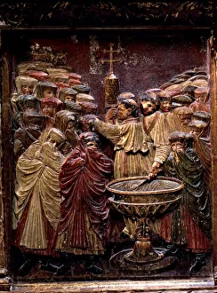 Forced Baptism of Arab women, after the taking of Granada, attic with wooden relieves Forced Baptism of Arab women, after the taking of Granada, attic with wooden relieves