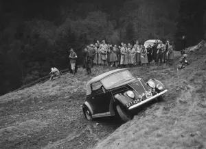Ford V8 of J Cleland competing in the MCC Edinburgh Trial, Roxburghshire, Scotland, 1938 Ford V8 of J Cleland competing in the MCC Edinburgh Trial, Roxburghshire, Scotland, 1938