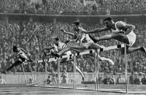 Forrest Towns, American Olympic champion in the 110 metres hurdles, 1936. Artist: Unknown Forrest Towns, American Olympic champion in the 110 metres hurdles, 1936. Artist: Unknown
