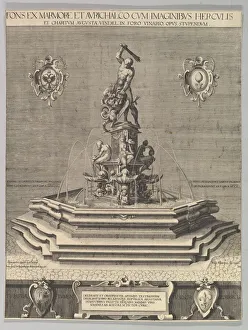 Fountain of Hercules in Augsburg (Copy), 1602. Creator: Unknown Fountain of Hercules in Augsburg (Copy), 1602. Creator: Unknown