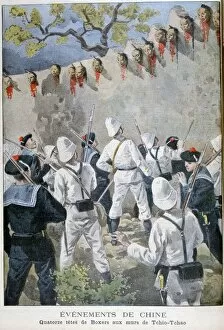 Images Dated 16th June 2007: Fourteen heads of Boxers on the walls of Tchio-Tchao, China, 1900. Artist: Oswaldo Tofani