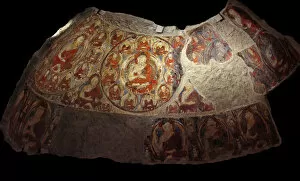 Bamiyan Gallery: Fragment of the Fresco with Buddhas in the cupola of a grotto. From Kakrak (Bamiyan), 7th-8th centur