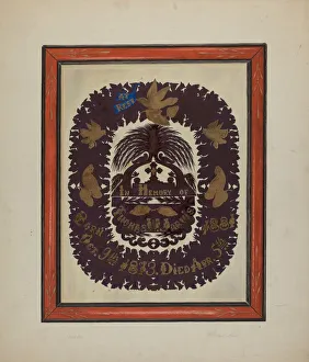 Framed Paper Cutting, c. 1938. Creator: Clyde L. Cheney Framed Paper Cutting, c. 1938. Creator: Clyde L. Cheney