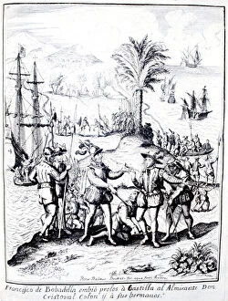 Images Dated 22nd May 2003: Francisco de Bobadilla arresting Christopher Columbus and his brothers, engraving