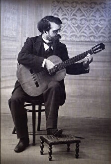 Composer Gallery: Francisco Tarrega Eixea (1852-1909), guitarist and composer, portrait playing guitar