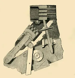 French Mitrailleuse - Section of the Breech (with the Block or Closer Drawn Down), c1872 French Mitrailleuse - Section of the Breech (with the Block or Closer Drawn Down), c1872