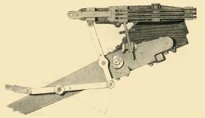 French Mitrailleuse - Vertical Section of the Weapon and Carriage, c1872. Creator: Unknown French Mitrailleuse - Vertical Section of the Weapon and Carriage, c1872. Creator: Unknown