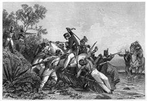 Fugitive British officers and their families attacked by mutineers, 1857, (c1860) Fugitive British officers and their families attacked by mutineers, 1857, (c1860)
