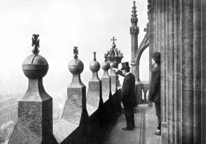 Gallery above the clock face, Big Ben, Palace of Westminster, London, c1905 Gallery above the clock face, Big Ben, Palace of Westminster, London, c1905