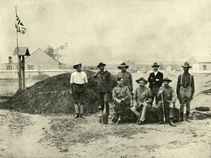 'General Baden-Powell, Lord Edward Cecil, and Other Officers, at the Entrance to their 'General Baden-Powell, Lord Edward Cecil, and Other Officers, at the Entrance to their