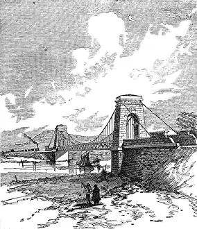 British Railway History Prints: George Stephenson, Father of Railways: the first railway suspension bridge