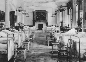 German hospital dormitory for soldiers, Frankfurt am Main, Germany, World War I, 1915 German hospital dormitory for soldiers, Frankfurt am Main, Germany, World War I, 1915