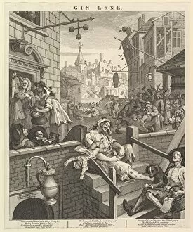 Despair Gallery: Gin Lane, February 1, 1751. Creator: William Hogarth