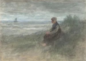 Sailing Boat Gallery: Girl in the Dunes, mid-19th-early 20th century. Creator: Jozef Israels