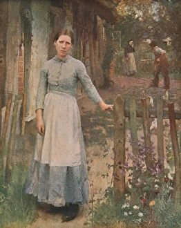 Young Woman Collection: The Girl at the Gate, 1889, (c1930). Creator: George Clausen
