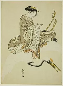Young Woman Collection: Girl Riding a Crane (parody of Hi Chobo [Chinese: Fei Zhangfang]), c. 1766 / 67