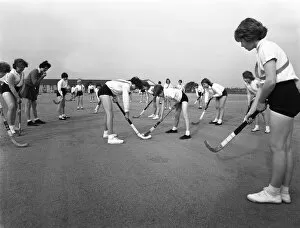 Schoolchildren Gallery: Girls hockey match, Airedale school, Castleford, West Yorkshire, 1962