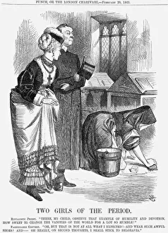 Two Girls of The Period, 1869. Artist: John Tenniel Two Girls of The Period, 1869. Artist: John Tenniel