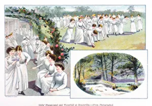 Girls Playground and Waterfall at Bournville, 1892 Girls Playground and Waterfall at Bournville, 1892