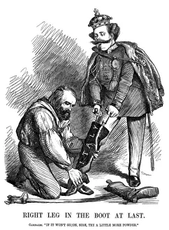 Giuseppe Garibaldi helping Victor Emmanuel II put on the boot of Italy, 1860 Giuseppe Garibaldi helping Victor Emmanuel II put on the boot of Italy, 1860