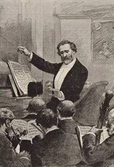 Giuseppe Verdi conducting the Paris Opera premiere of Aida at the Palais Garnier on 22 Giuseppe Verdi conducting the Paris Opera premiere of Aida at the Palais Garnier on 22
