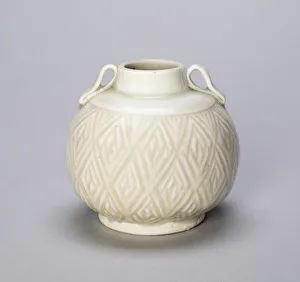 Framed Print : Print of Globular Loop-Handled Jar with Diamond Pattern
