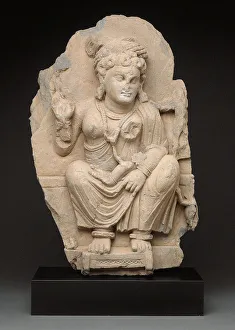 Goddess Hariti Seated Holding a Child, 2nd/3rd century. Creator: Unknown Goddess Hariti Seated Holding a Child, 2nd/3rd century. Creator: Unknown