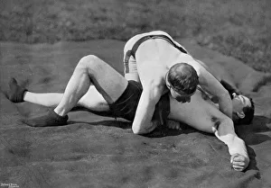 A good fall, wrestling display, Aldershot, Hampshire, 1896. Artist: Gregory & Co A good fall, wrestling display, Aldershot, Hampshire, 1896. Artist: Gregory & Co