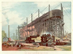 Isambard Kingdom Brunel Prints: Print of the Great Eastern on the stocks at Millwall