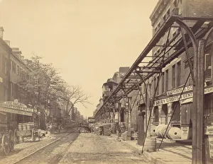 Greenwich Street, New York City, with Office of Erie Railway, 1870s. Creator: Unknown Greenwich Street, New York City, with Office of Erie Railway, 1870s. Creator: Unknown