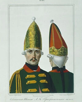 Grenadier cap of the Preobrazhensky Regiment in 1762, Early 1840s. Artist: Petrovsky, Alexey Gavrilovich (1817-?)