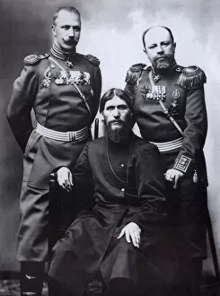 Images Dated 8th August 2005: Grigori Rasputin, General Count Mikhail Putyatin (right) and Colonel Dmitriy Lotman, 1904-1905