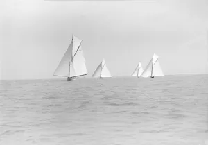 Lee Bow Gallery: Group of cruisers on Cowes to Weymouth race, 1913. Creator: Kirk & Sons of Cowes