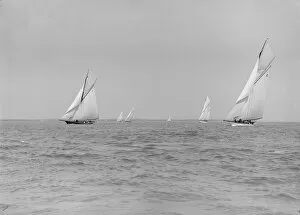 Lee Bow Gallery: Group of cruisers sailing close-hauled, 1913. Creator: Kirk & Sons of Cowes