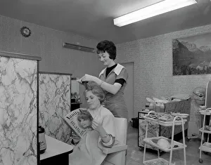 Hairdressing salon, Armthorpe, near Doncaster, South Yorkshire, 1964 Hairdressing salon, Armthorpe, near Doncaster, South Yorkshire, 1964