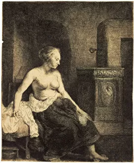 Half-Naked Woman by a Stove, 1658. Artist: Rembrandt Harmensz van Rijn