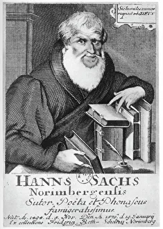 Hans Sachs, German meistersinger (mastersinger), poet, playwright and shoemaker, 1623 Hans Sachs, German meistersinger (mastersinger), poet, playwright and shoemaker, 1623