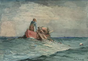 Fishing Net Gallery: Hauling in the Nets, 1887. Creator: Winslow Homer