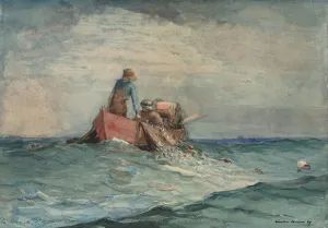 Hauling in the Nets, 1887. Creator: Winslow Homer Hauling in the Nets, 1887. Creator: Winslow Homer
