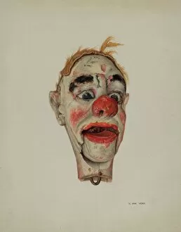 Marionette Gallery: Head of a Clown Marionette, c. 1939. Creator: Vera Van Voris