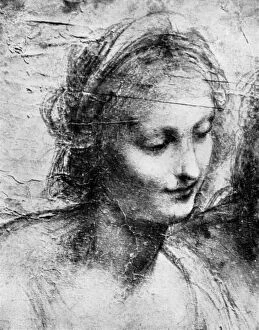 Images Dated 2nd February 2008: The head of the Madonna, 15th century (1930s).Artist: Leonardo da Vinci