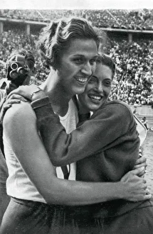 Helen Stephens and Alice Arden, American athletes, Berlin Olympics, 1936. Artist: Unknown Helen Stephens and Alice Arden, American athletes, Berlin Olympics, 1936. Artist: Unknown